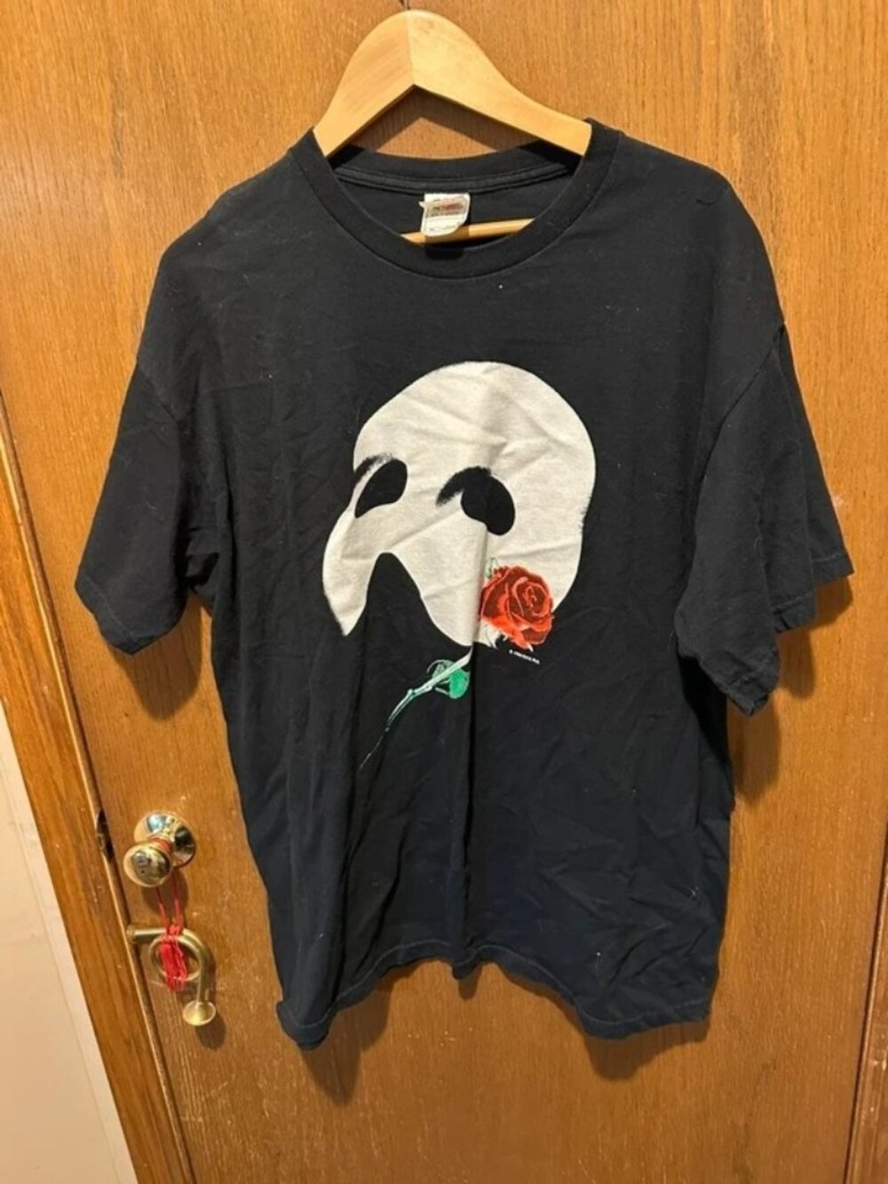 Phantom of the Opera T-Shirt XL Black Mask Rose Graphic Broadway Musical Tee